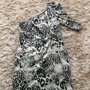 One Shoulder Leopard Print Dress